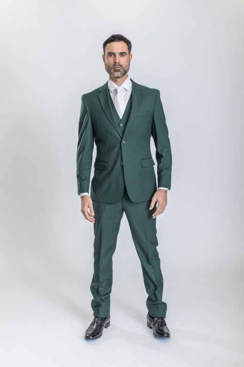 Caravelli Suit - Designer Caravelli Jacket and Pants in Color Solid Augusta Green - 34 Short or Extra Small