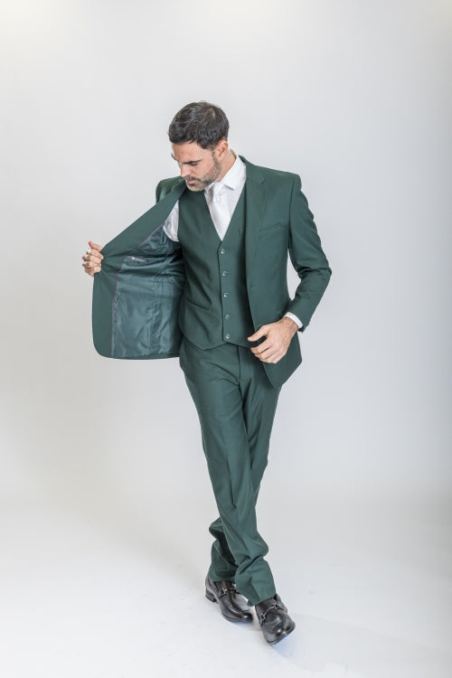 Caravelli Suit - Designer Caravelli Jacket and Pants in Color Solid Augusta Green - 34 Short or Extra Small