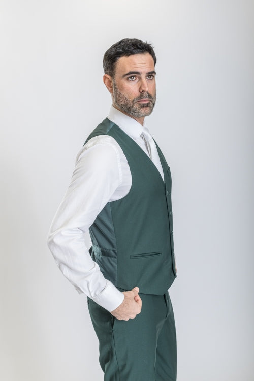 Caravelli Suit - Designer Caravelli Jacket and Pants in Color Solid Augusta Green - 34 Short or Extra Small