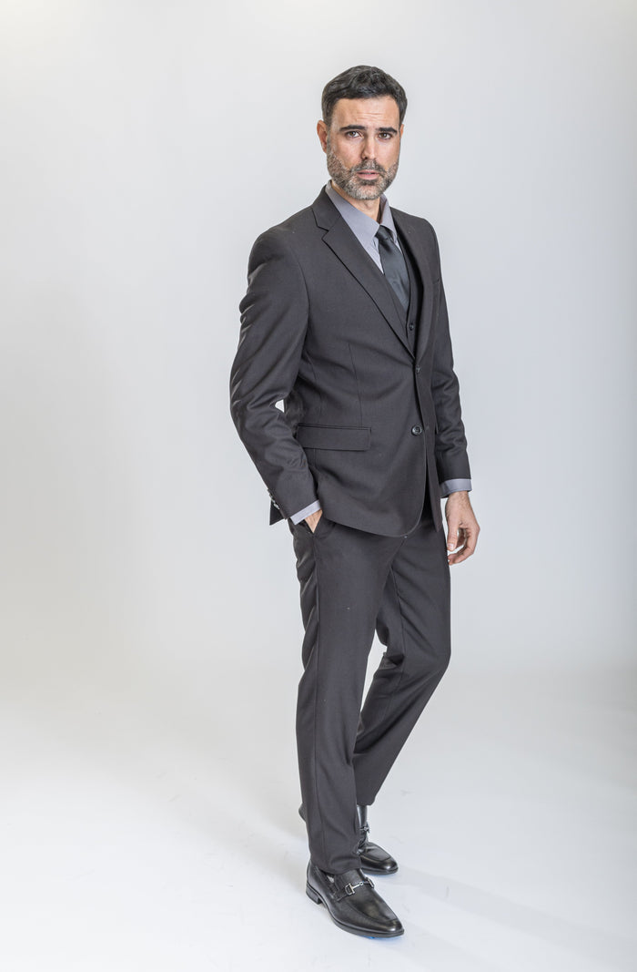 Caravelli Suit - Designer Caravelli Jacket and Pants in Color Solid Black