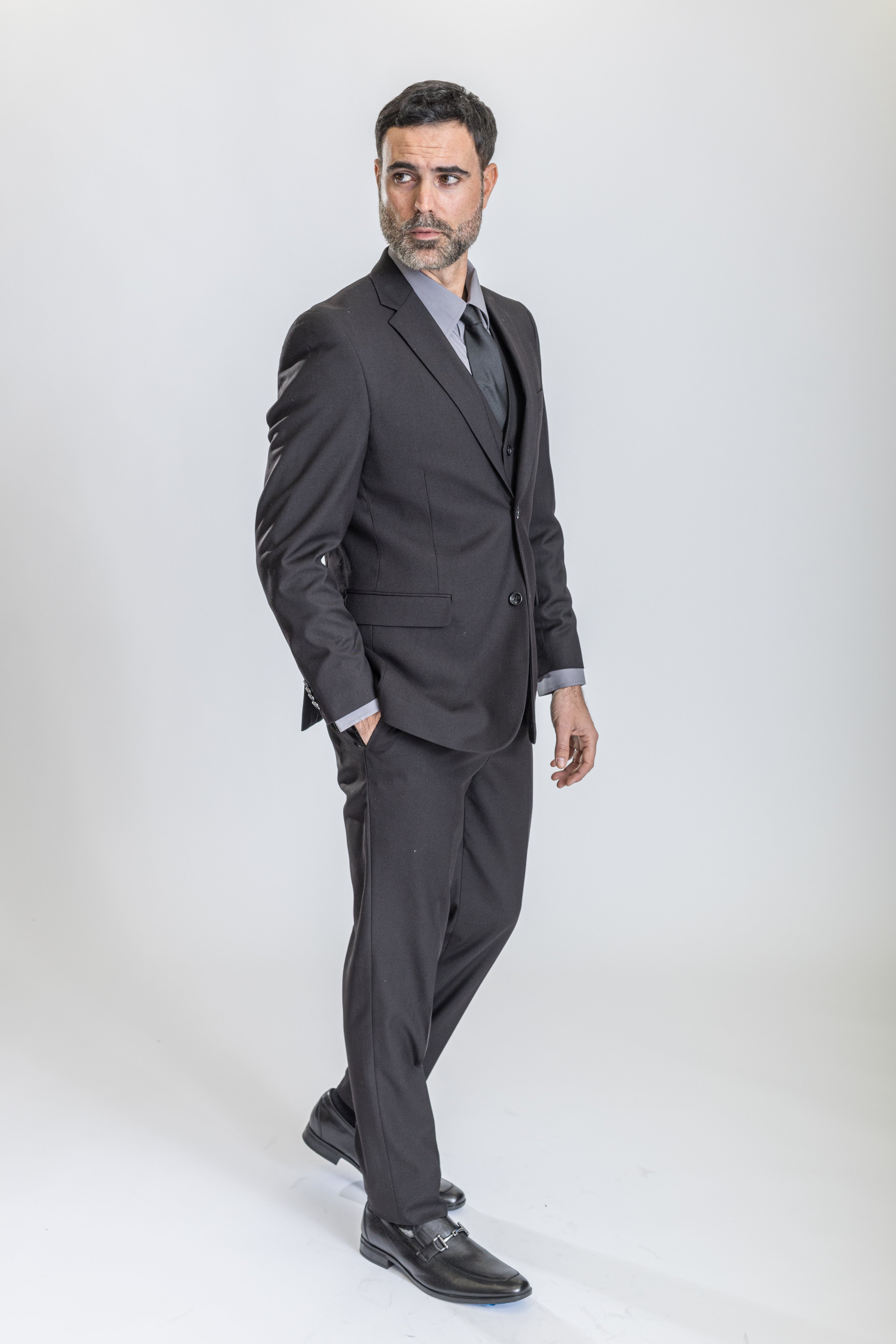Caravelli Suit - Designer Caravelli Jacket and Pants in Color Solid Black - 34 Short or Extra Small