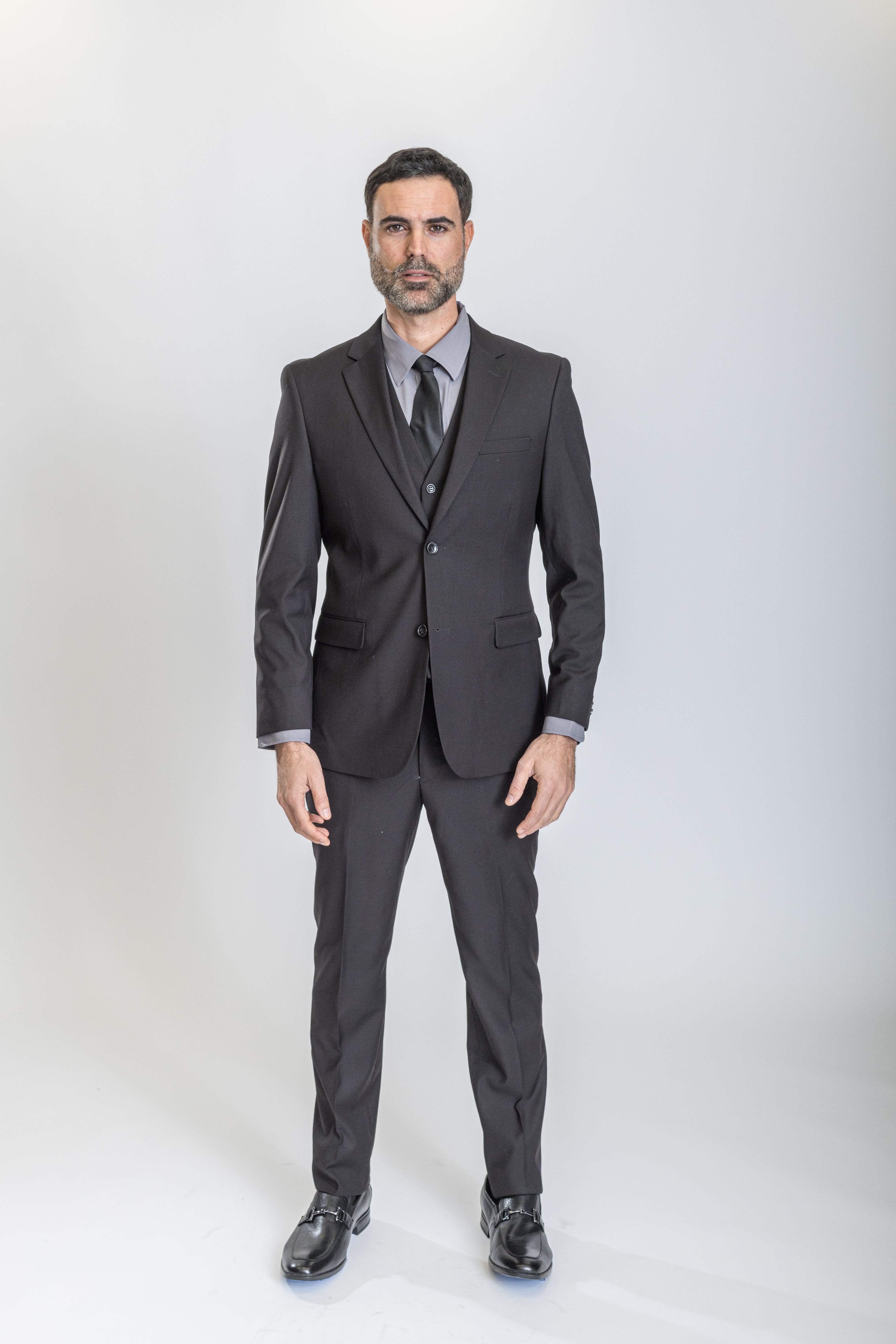Caravelli Suit - Designer Caravelli Jacket and Pants in Color Solid Black - 34 Short or Extra Small