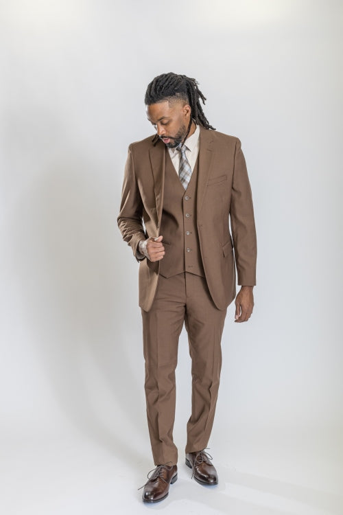 Caravelli Suit - Designer Caravelli Jacket and Pants in Color Solid Brown - 34 Short or Extra Small