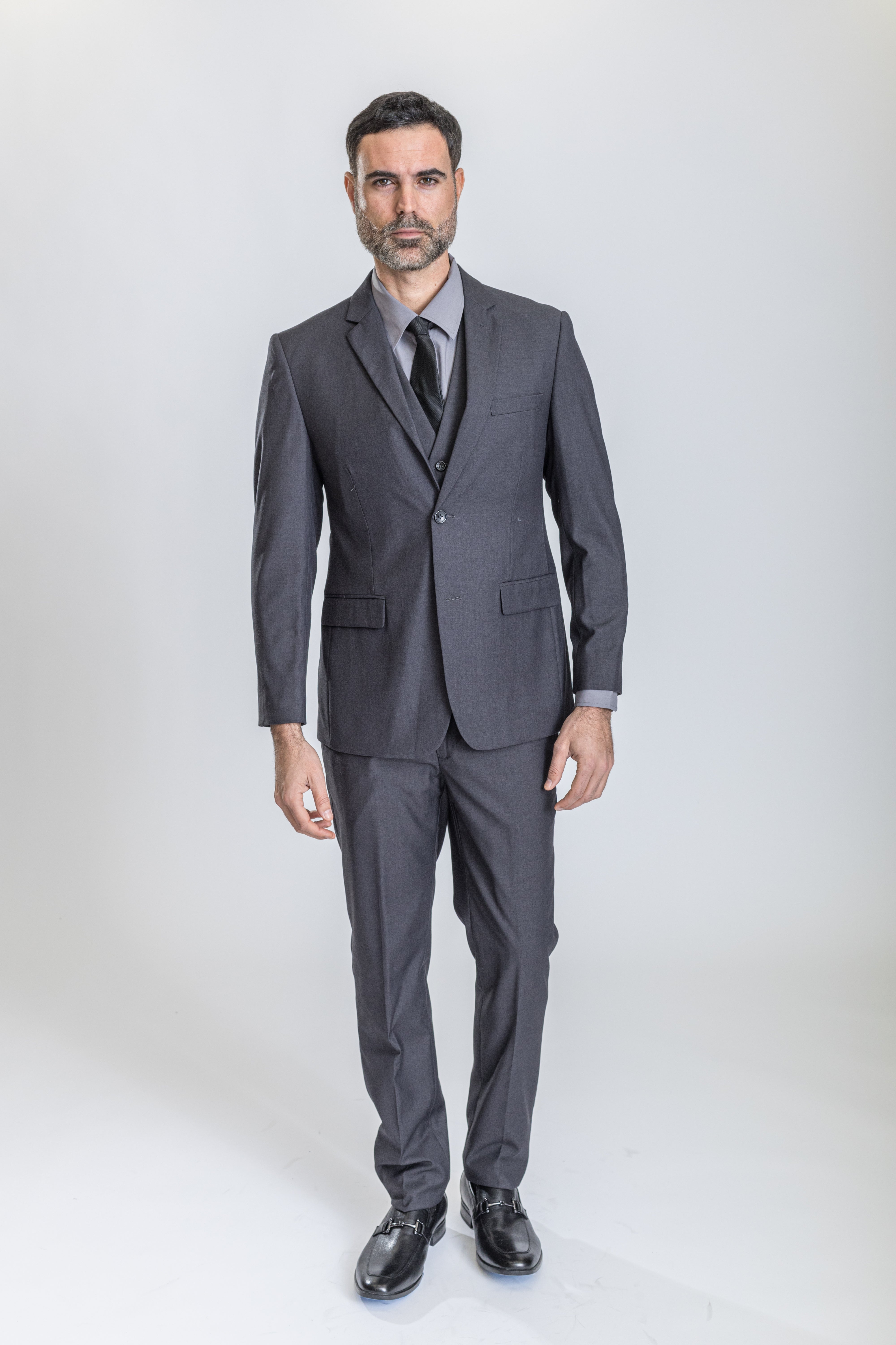 Caravelli Suit - Designer Caravelli Jacket and Pants in Color Solid Charcoal - 34 Short or Extra Small