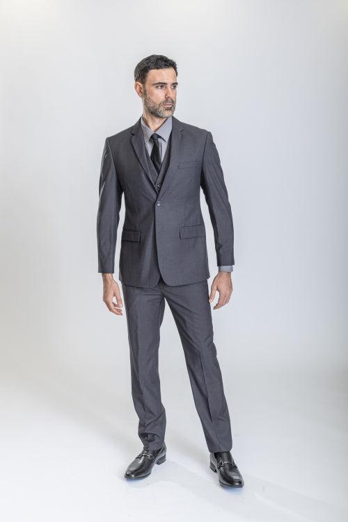 Caravelli Suit - Designer Caravelli Jacket and Pants in Color Solid Charcoal - 34 Short or Extra Small