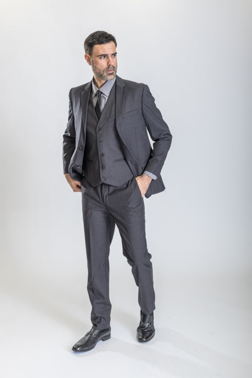 Caravelli Suit - Designer Caravelli Jacket and Pants in Color Solid Charcoal - 34 Short or Extra Small
