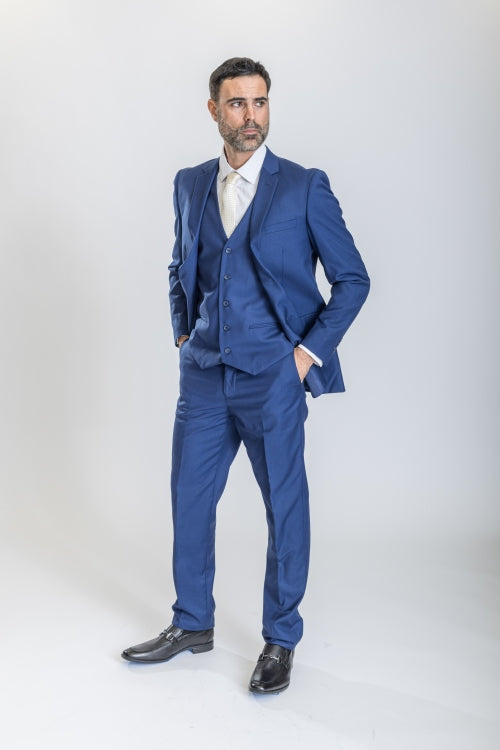Caravelli Suit - Designer Caravelli Jacket and Pants in Color Solid Cobalt - 34 Short or Extra Small