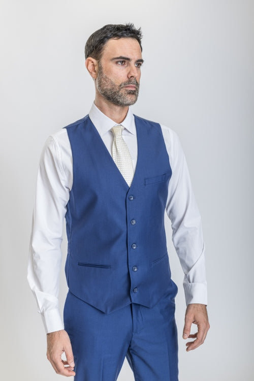 Caravelli Suit - Designer Caravelli Jacket and Pants in Color Solid Cobalt - 34 Short or Extra Small