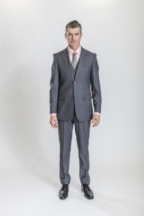 Caravelli Suit - Designer Caravelli Jacket and Pants in Color Solid Grey - 34 Short or Extra Small