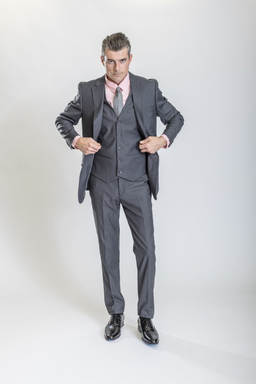Caravelli Suit - Designer Caravelli Jacket and Pants in Color Solid Grey - 34 Short or Extra Small