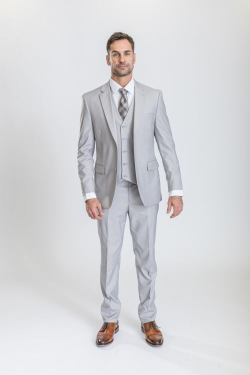 Caravelli Suit - Designer Caravelli Jacket and Pants in Color Solid Ice Grey - 34 Short or Extra Small