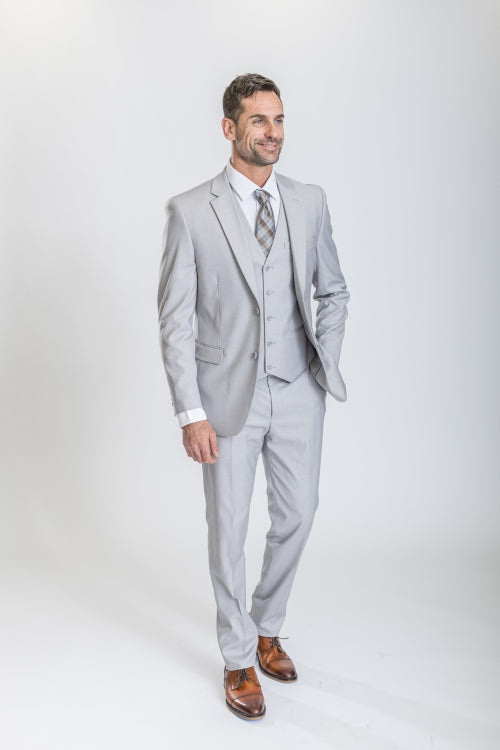 Caravelli Suit - Designer Caravelli Jacket and Pants in Color Solid Ice Grey - 34 Short or Extra Small