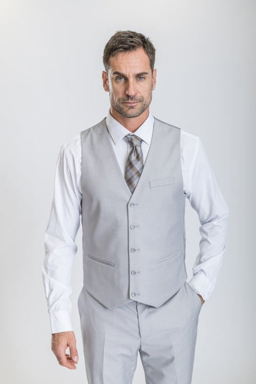 Caravelli Suit - Designer Caravelli Jacket and Pants in Color Solid Ice Grey - 34 Short or Extra Small