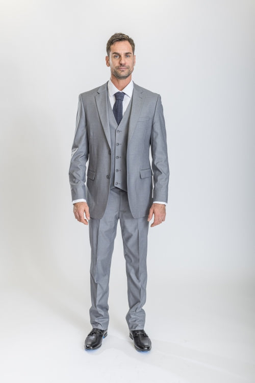 Caravelli Suit - Designer Caravelli Jacket and Pants in Color Solid Light Grey - 34 Short or Extra Small