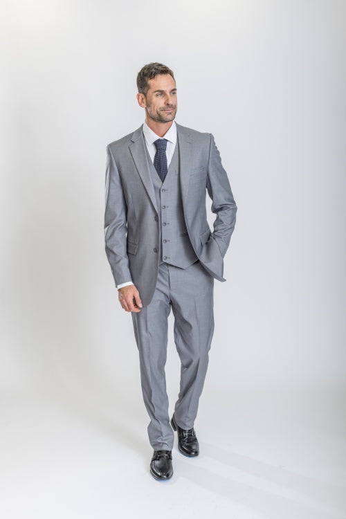Caravelli Suit - Designer Caravelli Jacket and Pants in Color Solid Light Grey - 34 Short or Extra Small
