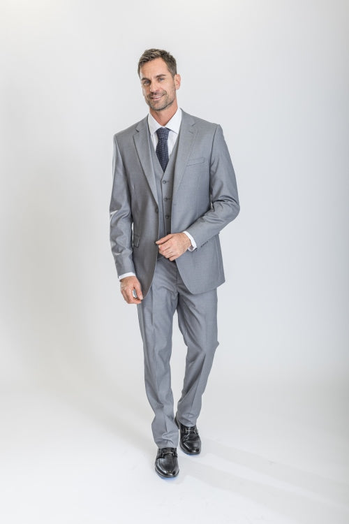 Caravelli Suit - Designer Caravelli Jacket and Pants in Color Solid Light Grey - 34 Short or Extra Small