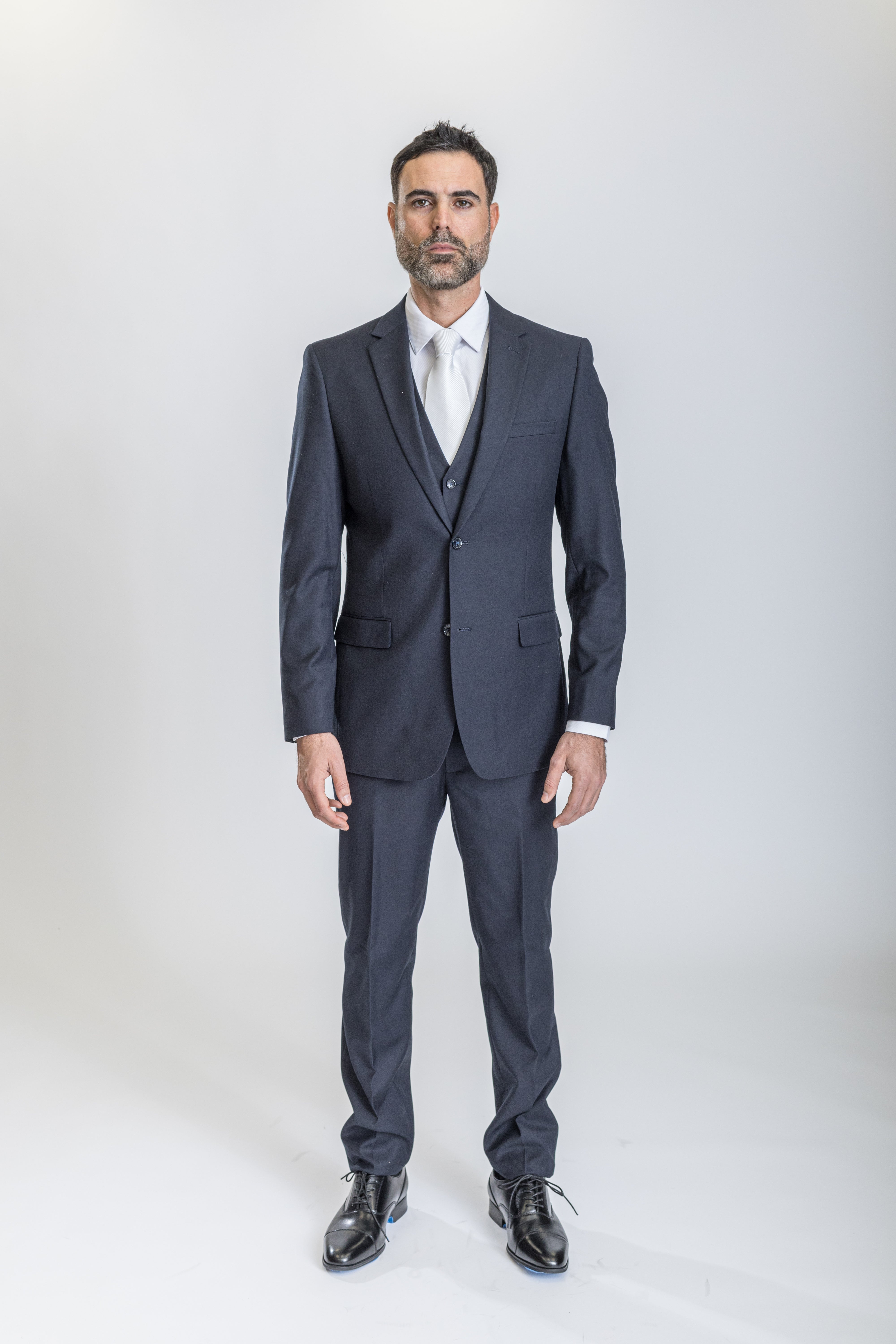 Caravelli Suit - Designer Caravelli Jacket and Pants in Color Solid Navy - 34 Short or Extra Small