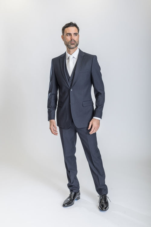 Caravelli Suit - Designer Caravelli Jacket and Pants in Color Solid Navy - 34 Short or Extra Small