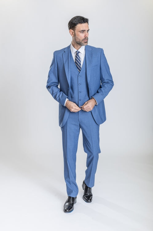 Caravelli Suit - Designer Caravelli Jacket and Pants in Color Solid Powder Blue - 34 Short or Extra Small