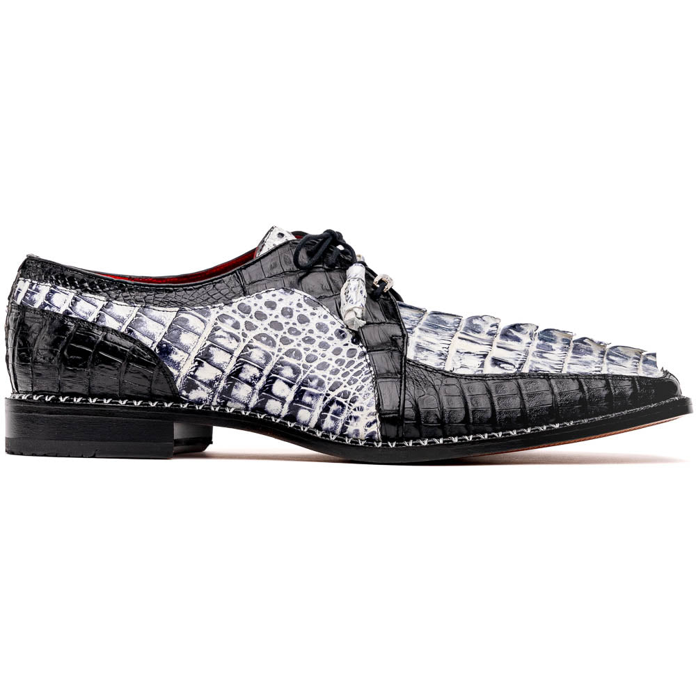 Marco Di Milano Caribe Black / Newspaper Caiman Crocodile Derby Shoes - 6