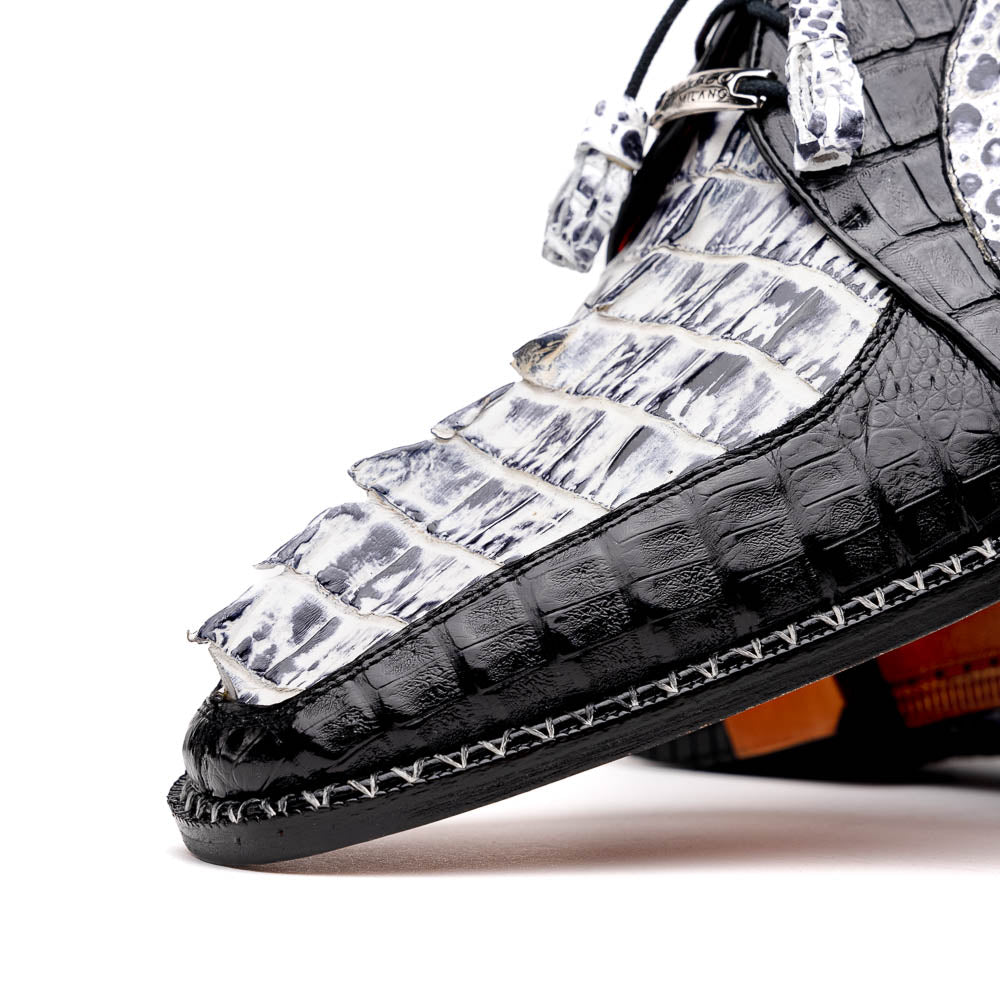 Marco Di Milano Caribe Black / Newspaper Caiman Crocodile Derby Shoes - 8.5