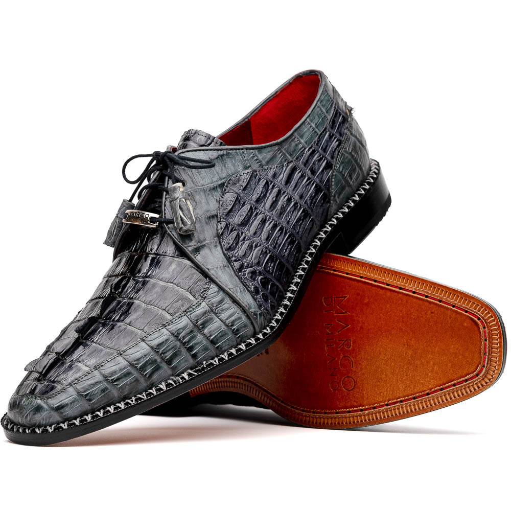 Marco Di Milano Caribe Gray Caiman Crocodile Derby Shoes - 6