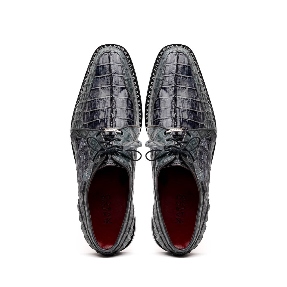 Marco Di Milano Caribe Gray Caiman Crocodile Derby Shoes - 6