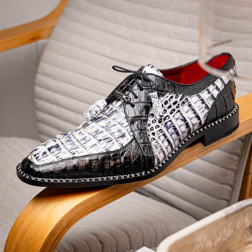 Marco Di Milano Caribe Newspaper Black Leather Dress Shoe
