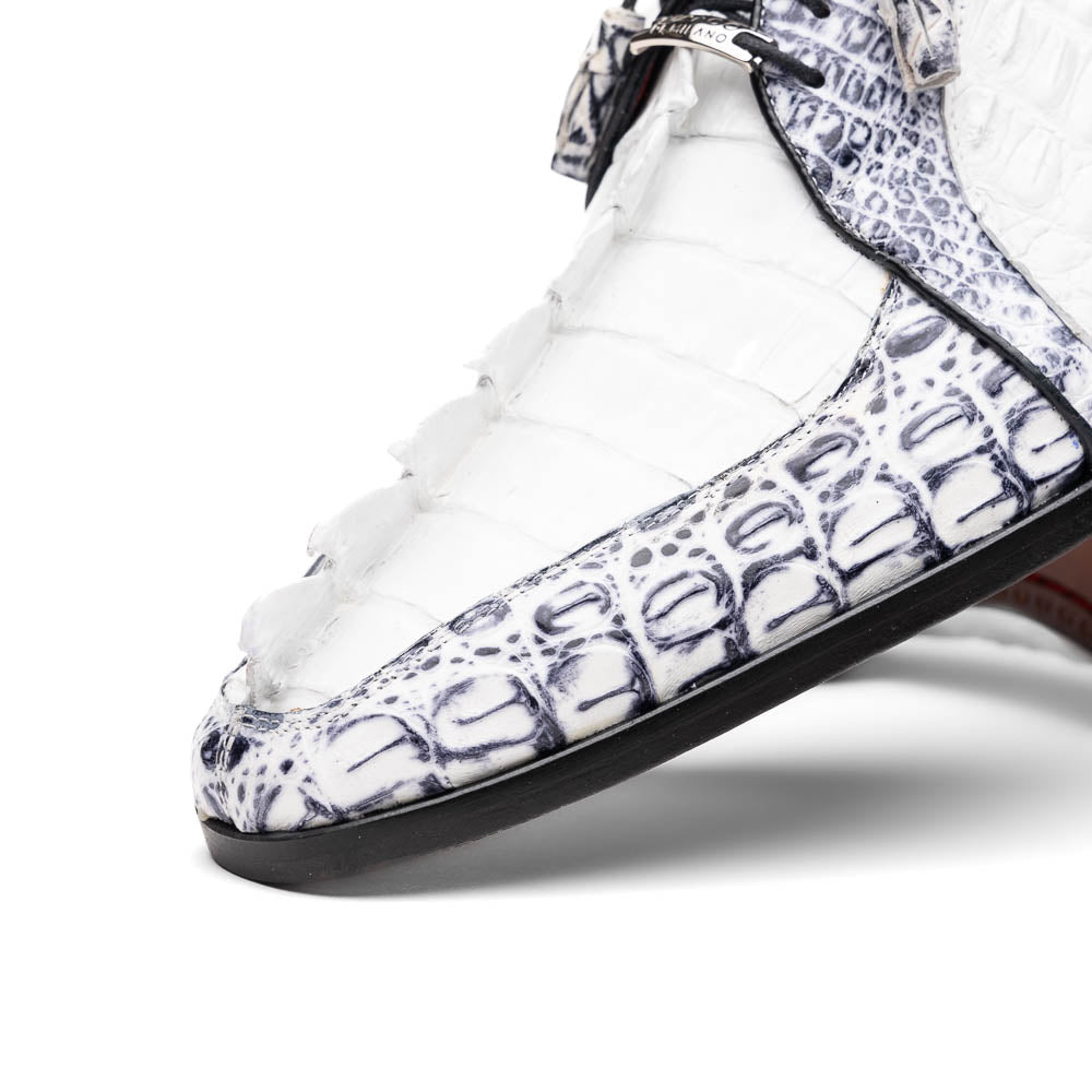 Marco Di Milano Caribe Newspaper/White Caiman Crocodile Derby Shoes - 8