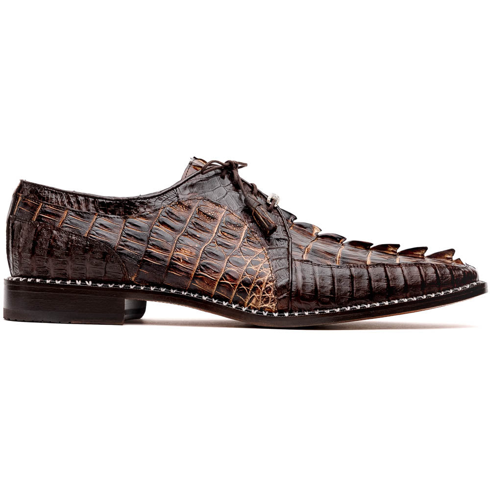 Marco Di Milano Caribe Orix Brown Caiman Crocodile Derby Shoes - 6