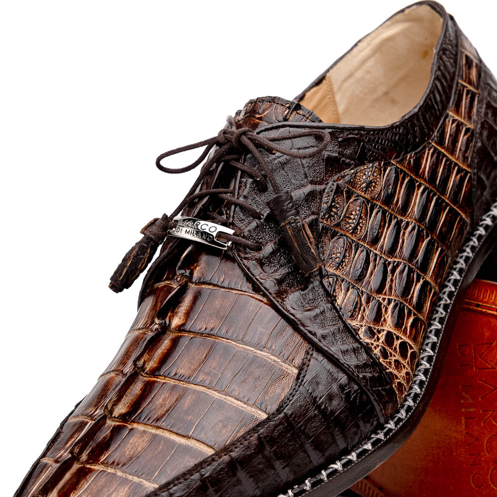 Marco Di Milano Caribe Orix Brown Caiman Crocodile Derby Shoes - 6