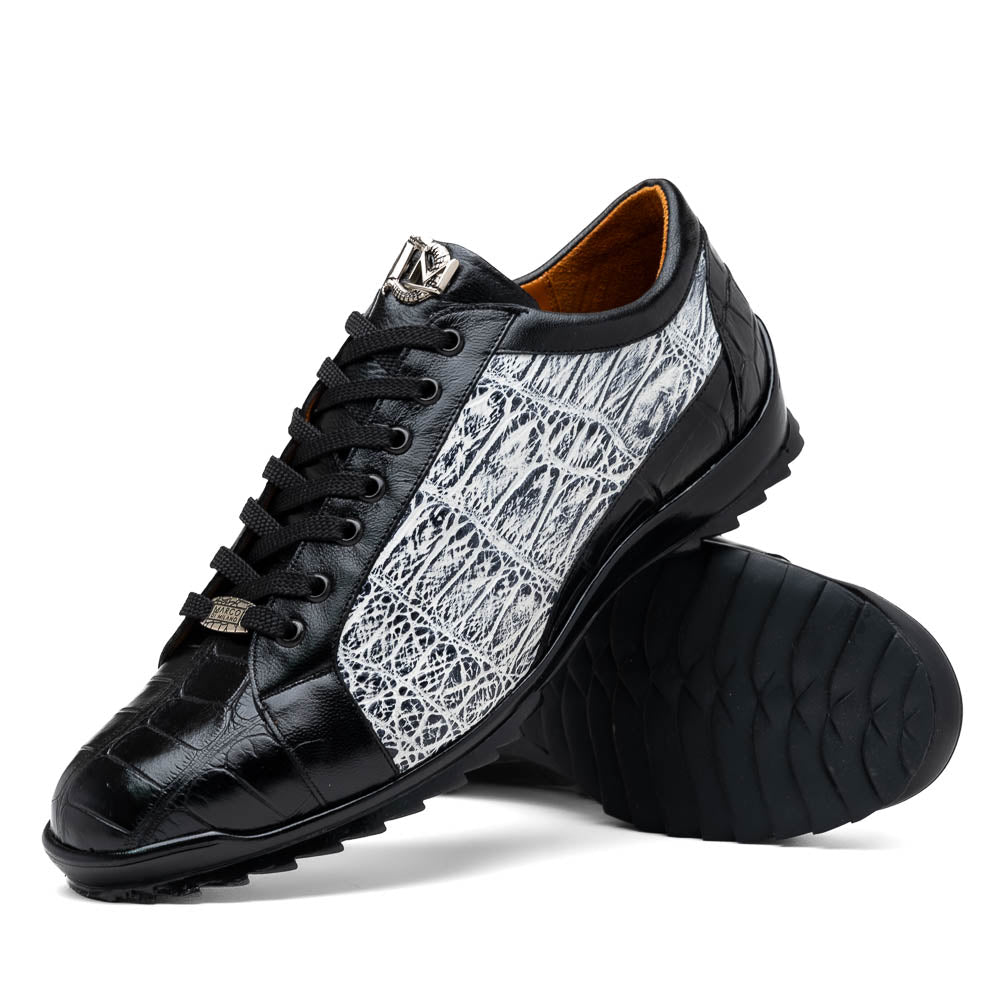 Marco Di Milano Cairo Black/White Alligator Sneakers - 8.5