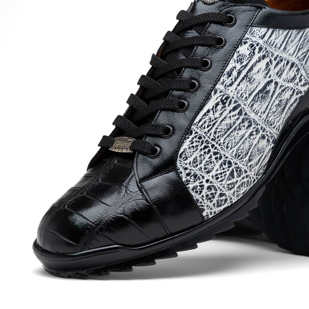 Marco Di Milano Cairo Black/White Alligator Sneakers - 8.5