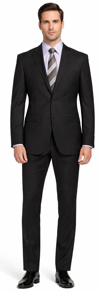 Carlo Lusso Black Two-button Poly Blend Suit - 34 Short or Extra Small