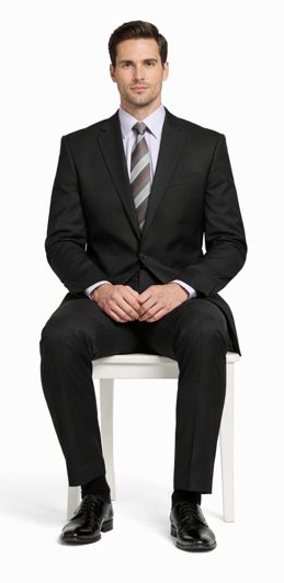 Carlo Lusso Black Two-button Poly Blend Suit - 34 Short or Extra Small