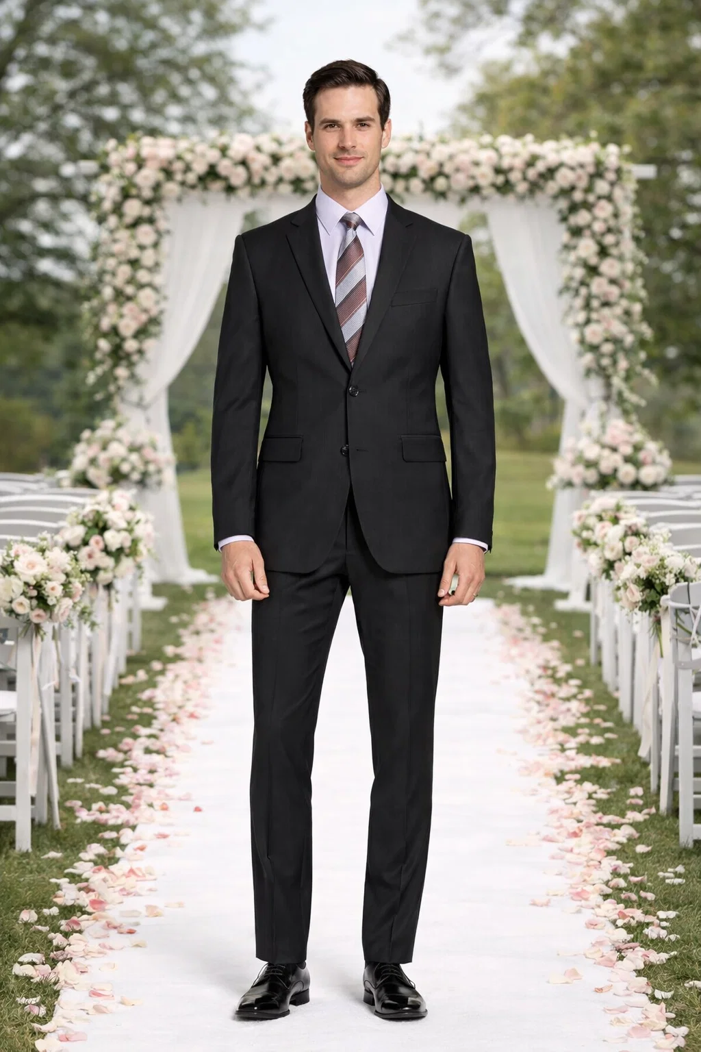 Carlo Lusso Black Two-button Poly Blend Suit - 34 Short or Extra Small