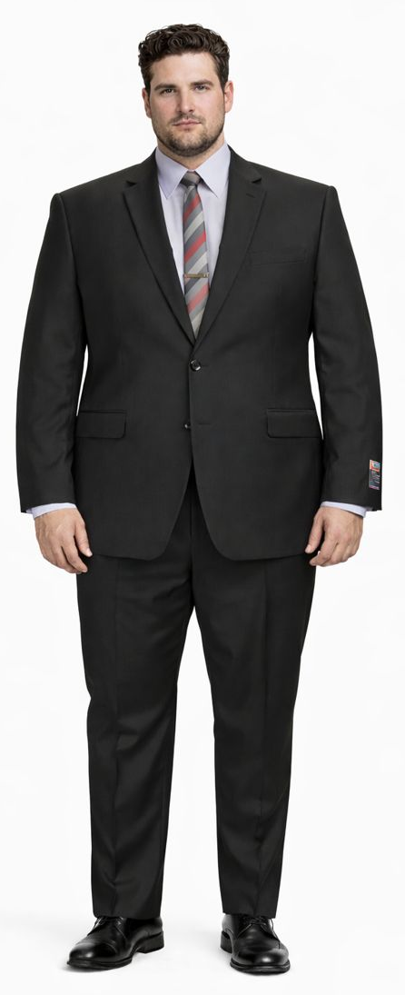 Carlo Lusso Black Two-button Poly Blend Suit - 34 Short or Extra Small