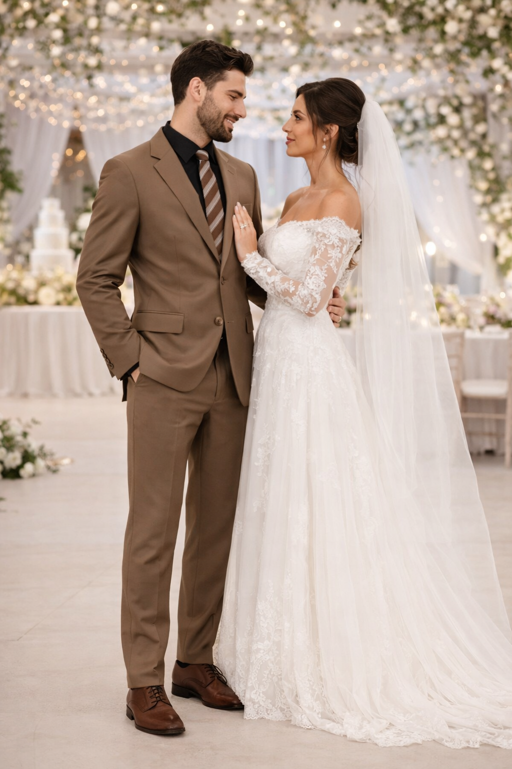 Carlo Lusso Brown Two-button Poly Blend Suit - 34 Short or Extra Small