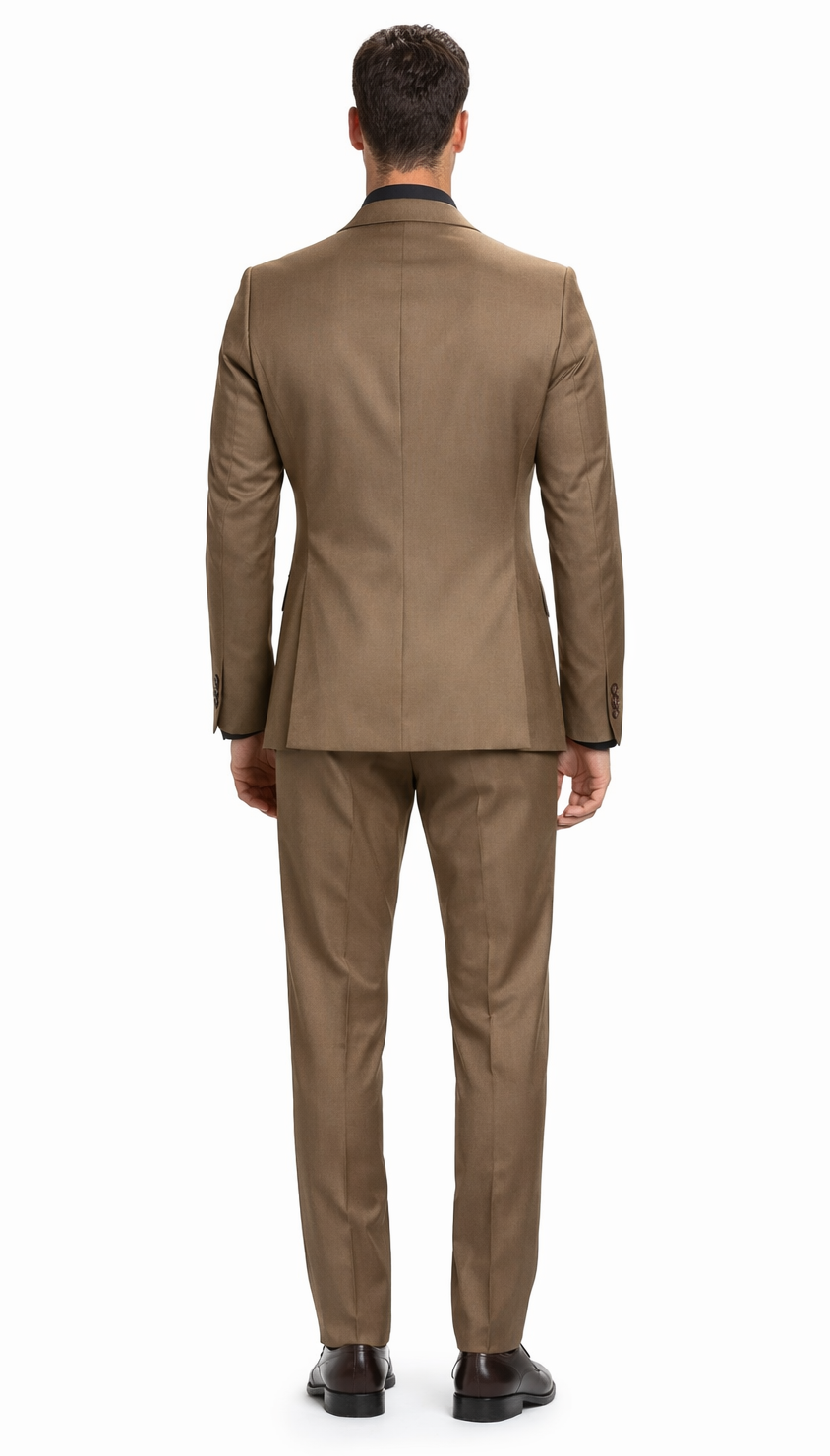 Carlo Lusso Brown Two-button Poly Blend Suit - 34 Short or Extra Small