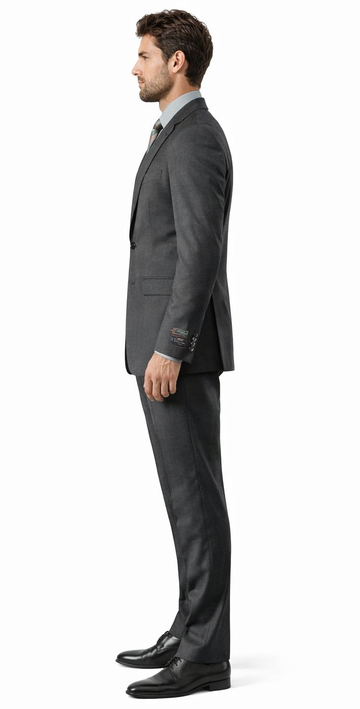 Carlo Lusso Charcoal Two-button Slim Fit Poly Blend Suit - 34 Short or Extra Small