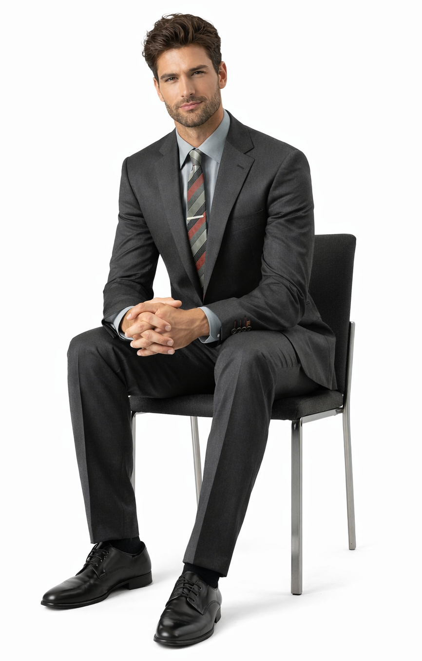 Carlo Lusso Charcoal Two-button Slim Fit Poly Blend Suit - 34 Short or Extra Small