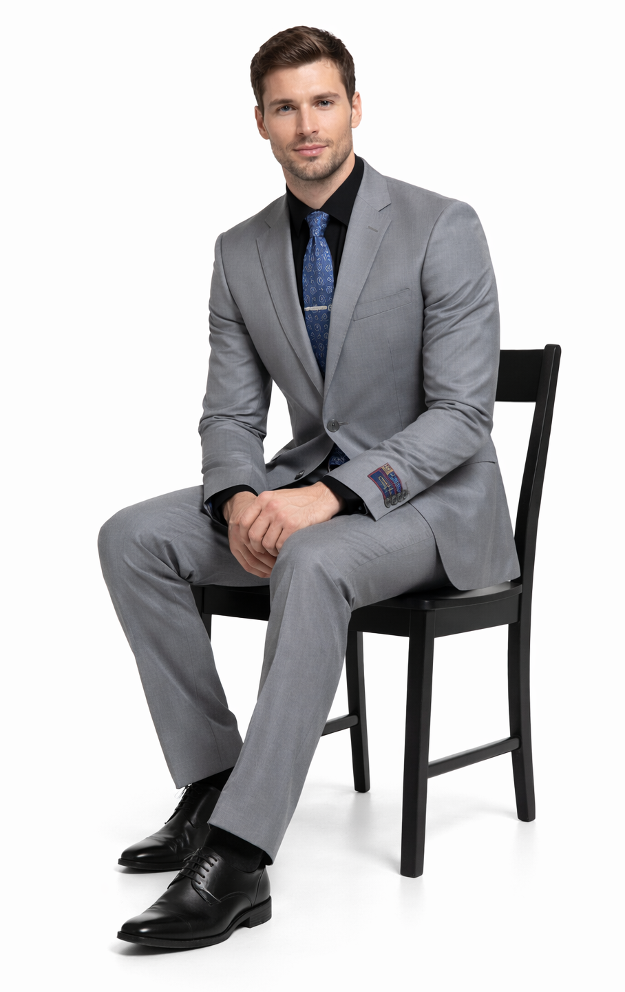 Carlo Lusso Medium Gray Two-button Poly Blend Suit - 34 Short or Extra Small