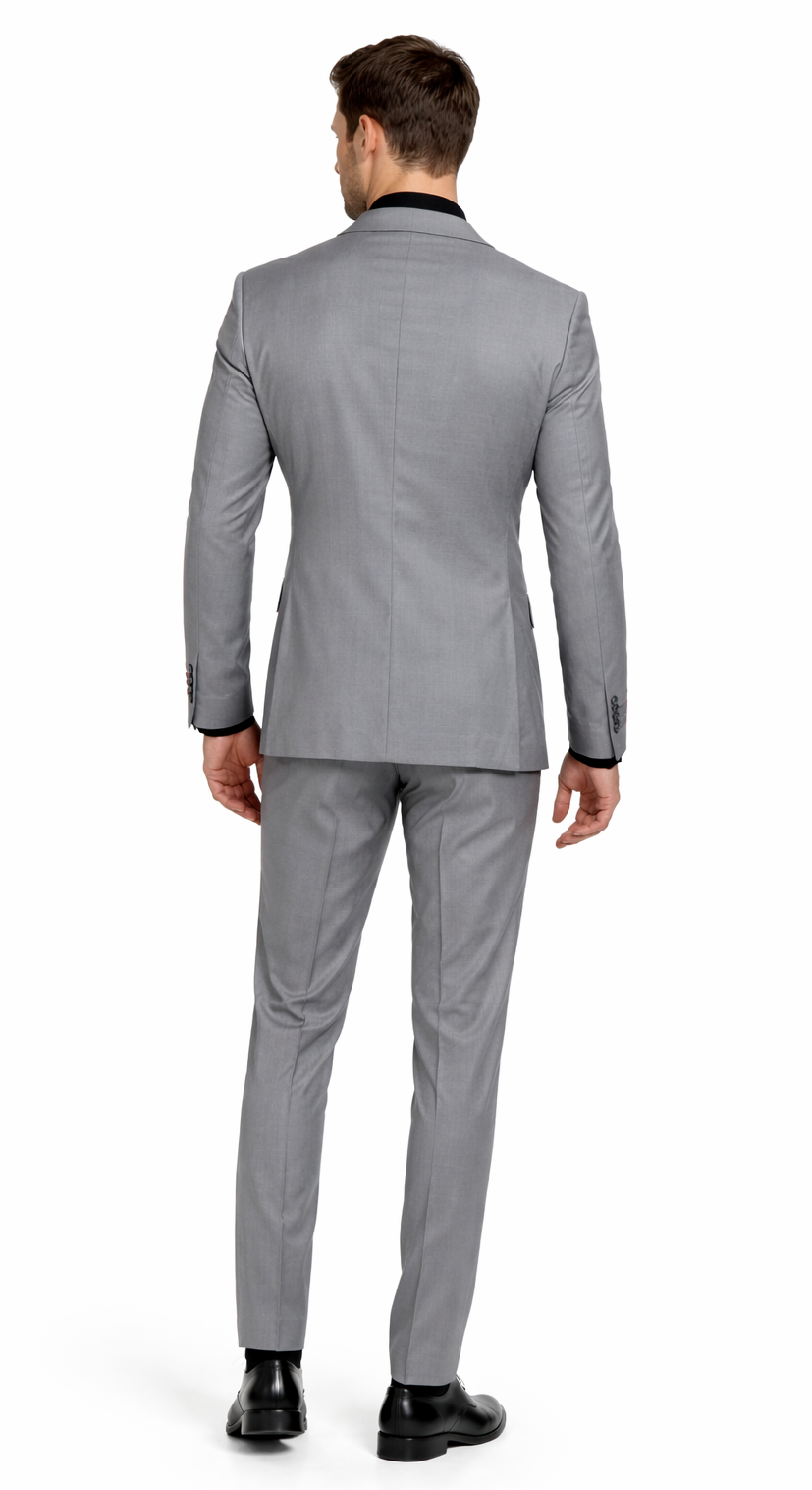 Carlo Lusso Medium Gray Two-button Poly Blend Suit - 34 Short or Extra Small