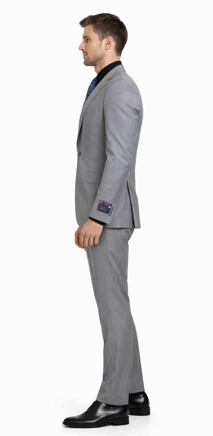 Carlo Lusso Medium Gray Two-button Poly Blend Suit - 34 Short or Extra Small