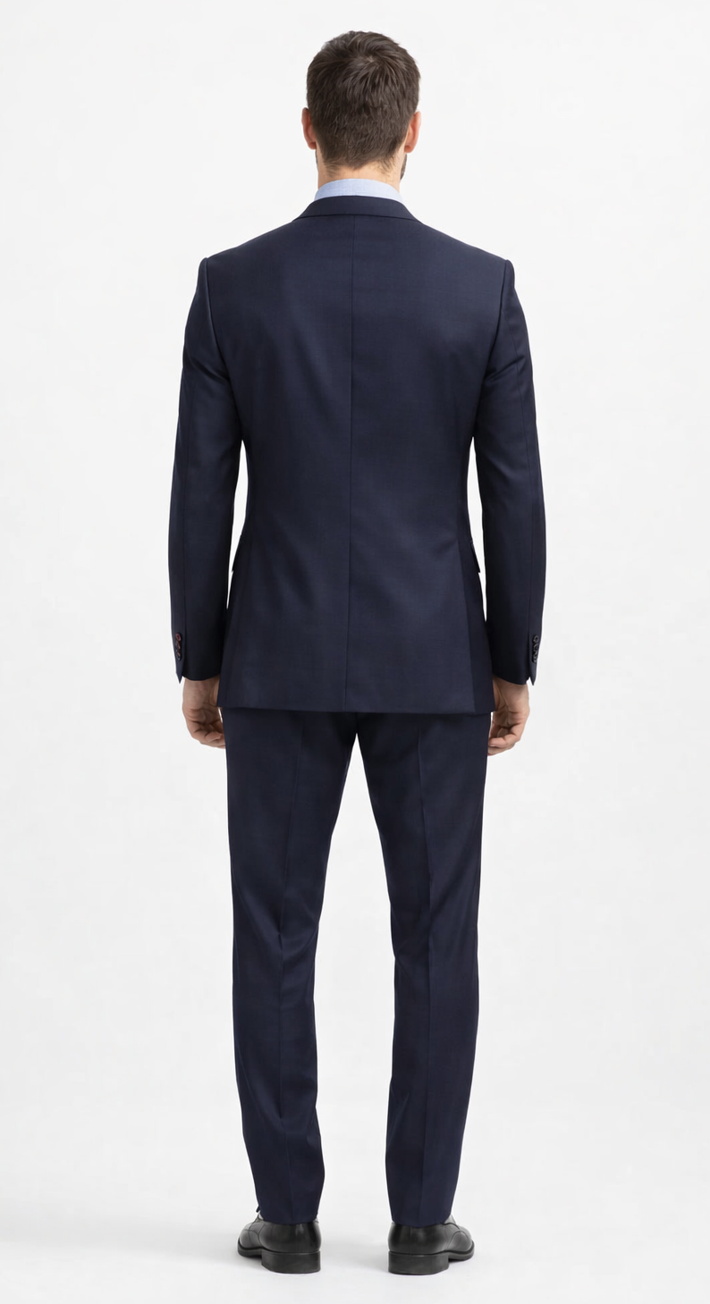 Carlo Lusso Navy Two-button Poly Blend Suit - 34 Short or Extra Small