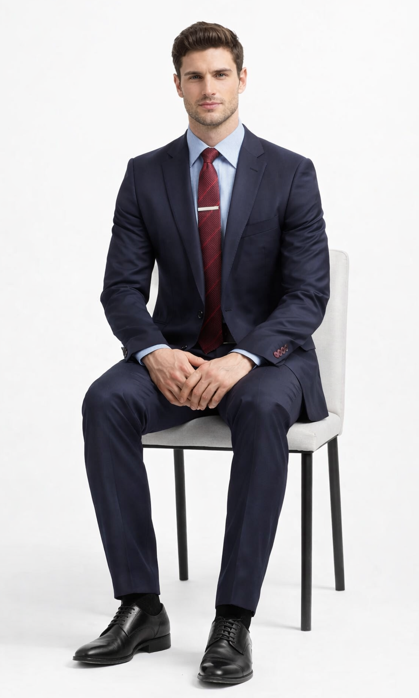 Carlo Lusso Navy Two-button Poly Blend Suit - 34 Short or Extra Small