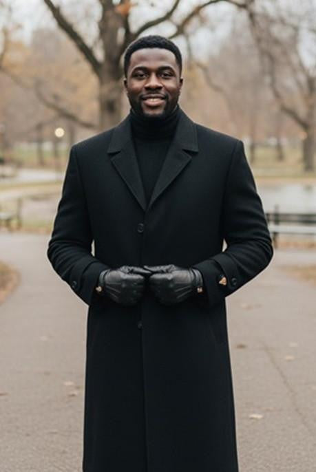 Men's Charcoal Single Breasted Full Length Top Coat Seattle - Coat Size 38