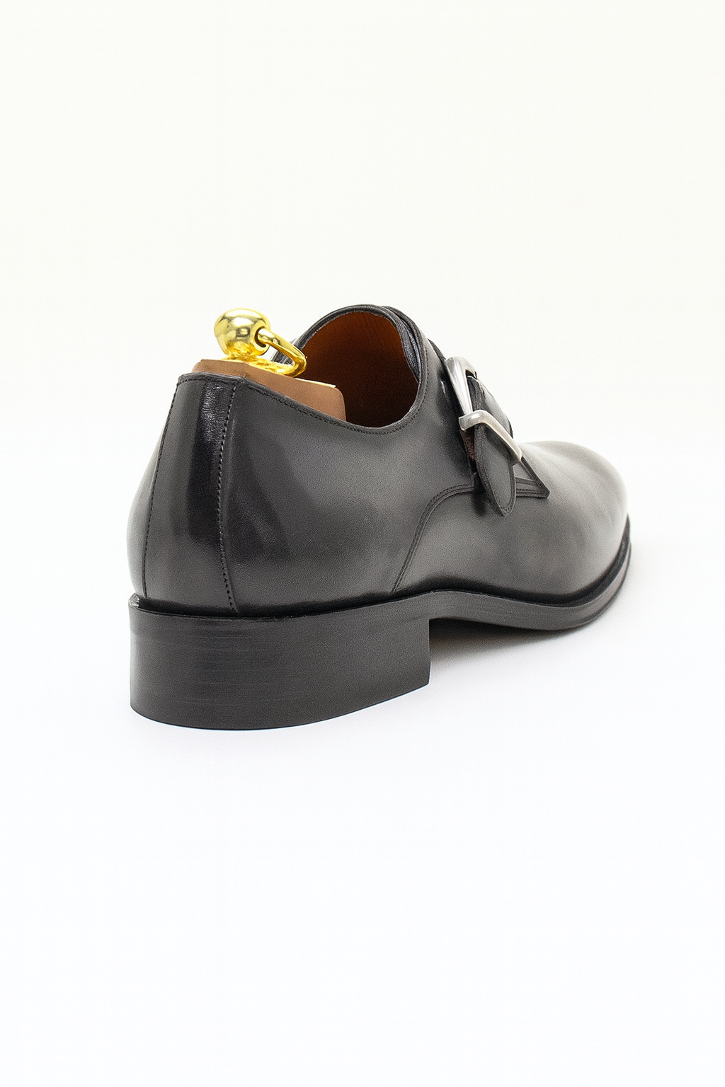 Mens Carrucci Classic Leather Fade Single D-Buckle Monk Strap Dress Shoe in Chestnut - 7