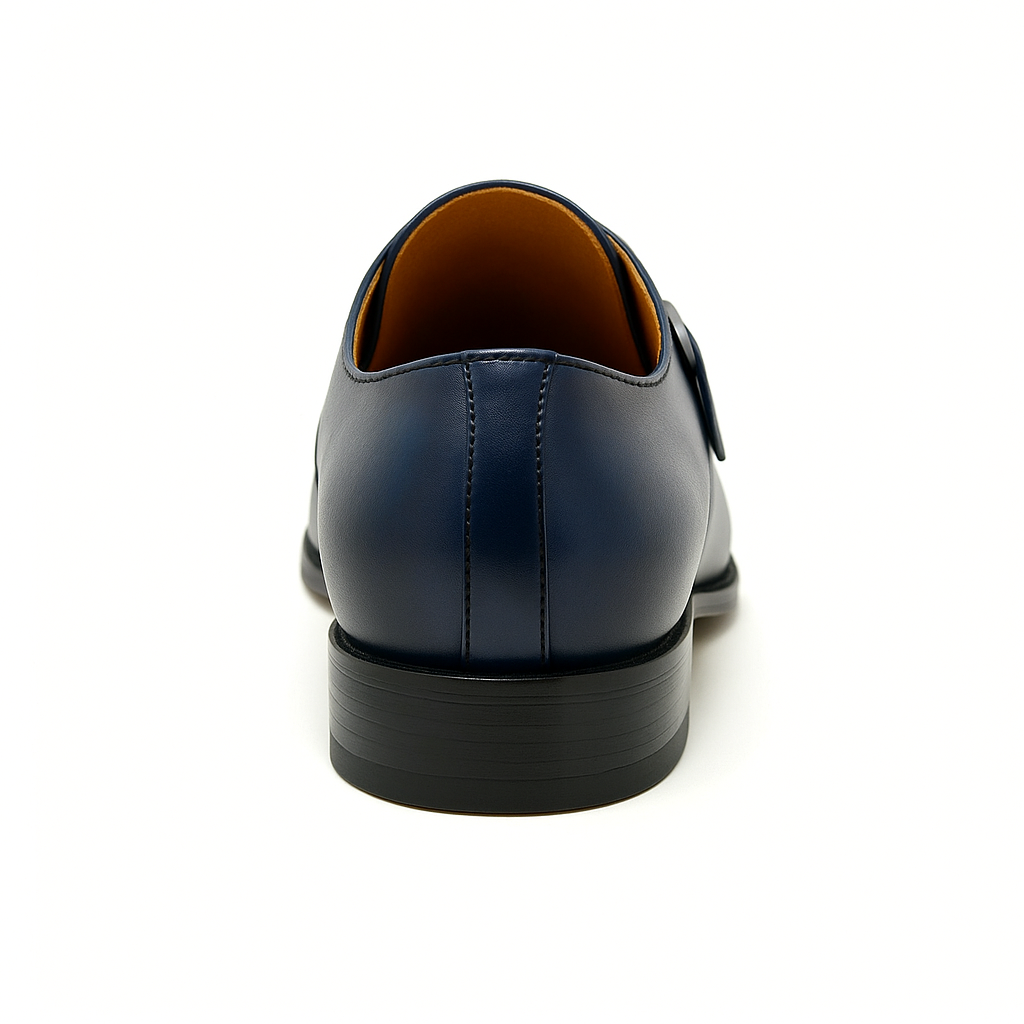 Mens Carrucci Classic Leather Fade Single D-Buckle Monk Strap Dress Shoe in Chestnut - 7