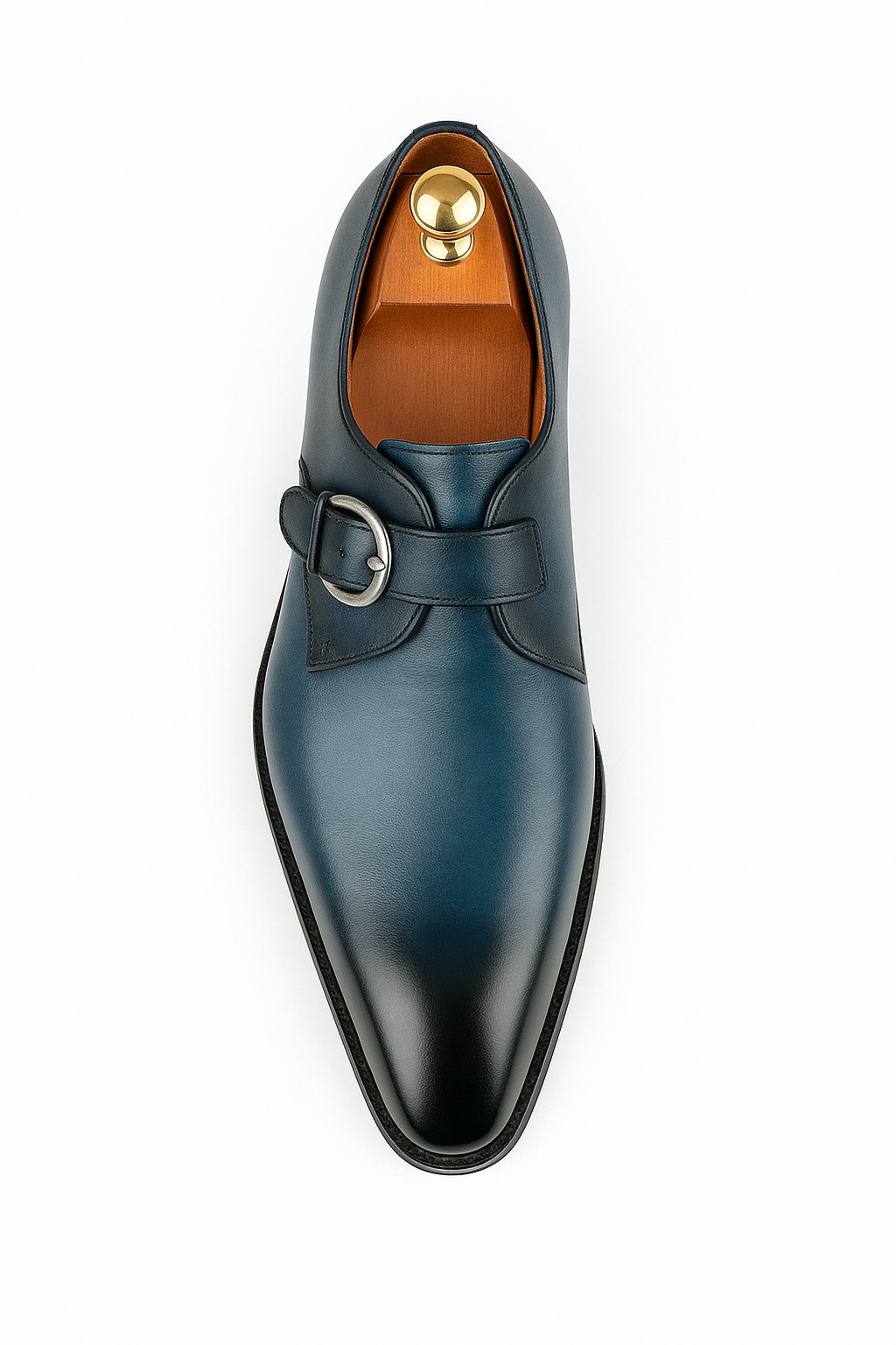 Mens Carrucci Classic Leather Fade Single D-Buckle Monk Strap Dress Shoe in Chestnut - 7